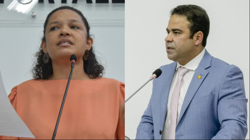 A vereadora Adriana Geronimo (Psol) e o vereador Julierme Sena (PL) tiveram um forte bate-boca na Câmara Municipal de Fortaleza (CMFor)